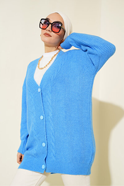 Bigdart 15768 Hijab Knitwear Cardigan - Σκούρο Μπλε