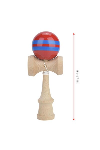 OEM Interactive Kendama toy, wooden, 18 cm, normal cups, 7 years, red with blue stripes