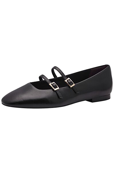Tamaris Damen Klassische Ballerina 1-22142-44 Schwarz 001 Black Leder mit TOU...