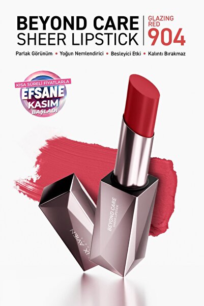 Alix Avien Beyond Care Sheer Lipstick 904 - Glazing Red - Yoğun Nemlendirici Besleyici Etki - Parlak Ruj