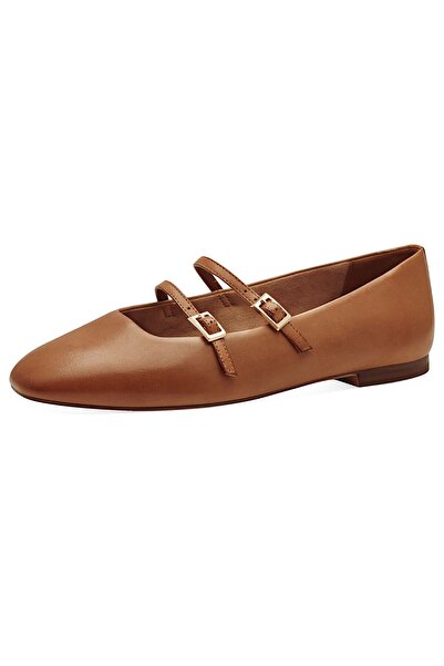 Tamaris Damen Klassische Ballerina 1-22142-44 Braun 305 Cognac Leder mit TOUC...