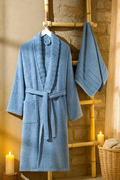 Casnack Dora 2 Parça Baş Havlusu ve Bornoz Seti