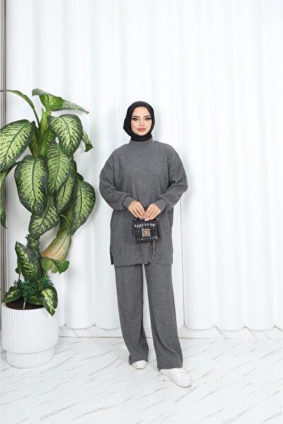 NİSUM MODA بدلة تريكو منقوشة ذاتيًا