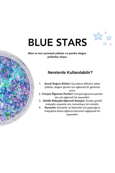 The Glitter Lab Jel Formlu Parlak Glitter - Blue Stars