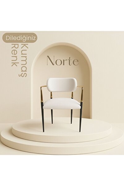 NORTE Atlas Hanzade ( 1 ADET ) Lüks Metal Gold CAFE RESTORANT SANDALYESİ OFİS...