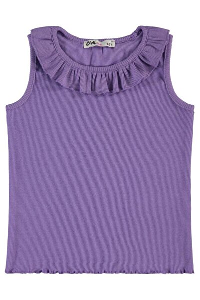 Civil Girls T-Shirt with Ruffled Collar for Ages 2-5 - Lilac 2-3 Years