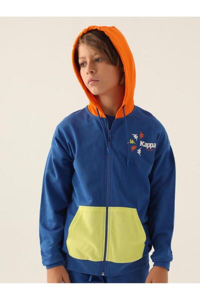 Kappa سويت شيرت فولزيب للأولاد من 5 إلى 15 سنة - أزرق من 13 إلى 14 سنة