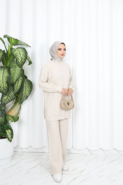 NİSUM MODA Self Patterned Knitting Suit