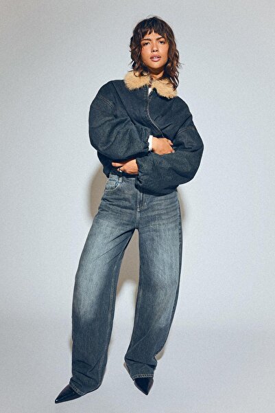 Bershka Geniş paça barrel jean