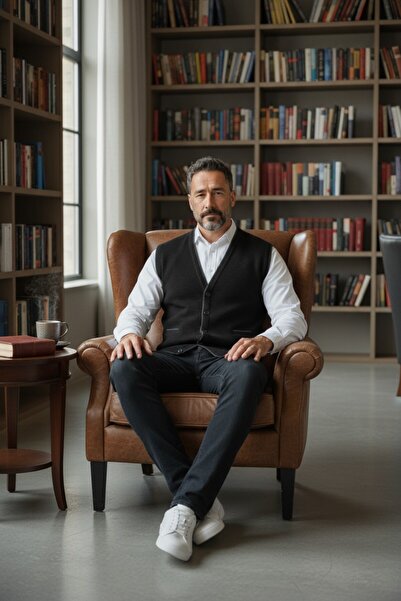 Kamalı Μαύρο ανδρικό πλεκτό με λαιμόκοψη V με κουμπιά με μοτίβο γραμμής τσέπης κανονική εφαρμογή που δεν κολλάει πλεκτό γιλέκο