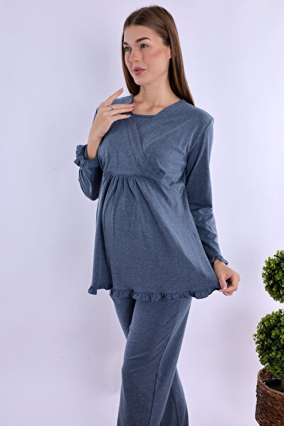 ByLohusa Effortt Antrasit Hamile Lohusa Pijama Takımı