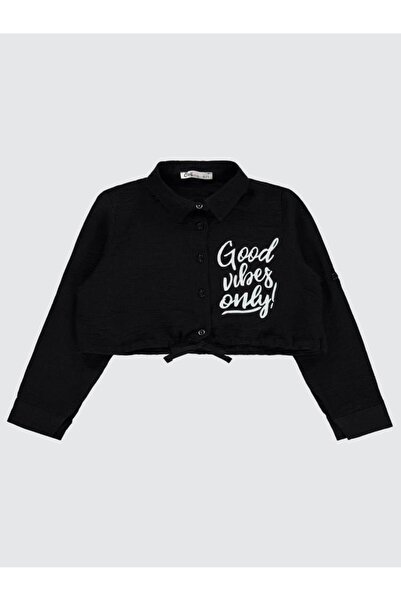 Civil Girls Πουκάμισο Good Vibes Only με τύπωμα 10-13 ετών - Μαύρο 13-14 ετών