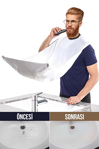 Helen's Home Saç Sakal Kesme Traş Önlüğü Beyaz | Su Geçirmez, Ayarlanabilir B...