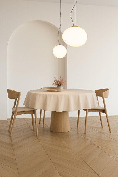 fersuay NATURAL BEJ BULDAN PAMUKLU KETEN MASA ÖRTÜSÜ