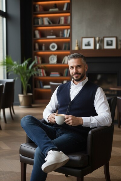 Kamalı Lacivert Erkek V Yaka Triko Düğmeli Cepli Çizgi Desenli Regular Fit Tüylenmeyen Örgü Yelek