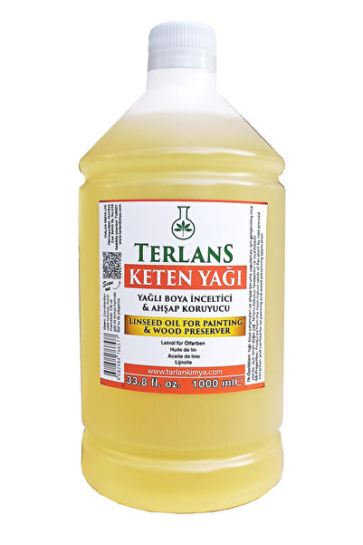 Terlans Keten Yağı 1000 ml Resim Yağı & Ahşap Koruyucu Linseed Oil