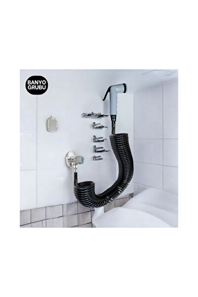 PLASYAY Spiral Şattaf (Bide) Başlıklı Taharet Matik 1/2 Bağlantılı  Siyah Inc...
