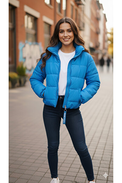 MODA Μπλε φουσκωτό μπουφάν