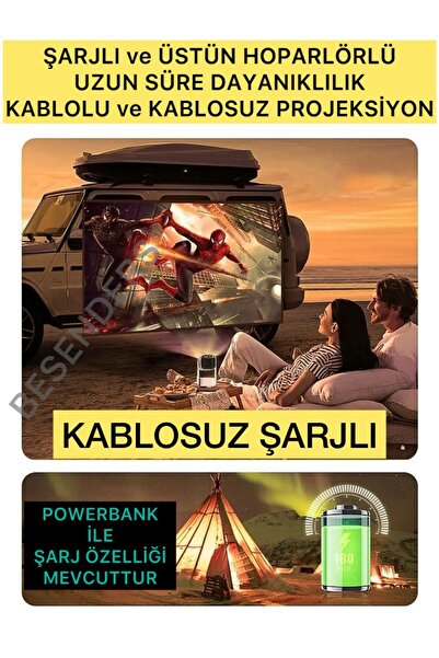 Besenders K2 PROMAX 1080P Kablosuz YeniVersiyon Taşınabilir Projeksiyon Android Wifi Bt Akıllı Sinema