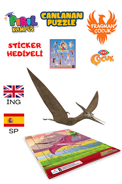 TRT ÇOCUK PIRIL Canlanan Puzzle (AR) - Uçan Dinozor: İngilizce ve İspanyolca ...