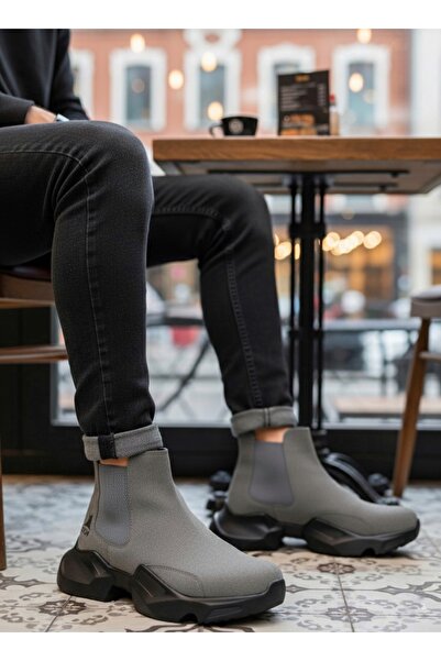 EBRUS TREND Et0444 Laceless Comfortable High Sole Smoked Men's Sports Half Ankle Boots