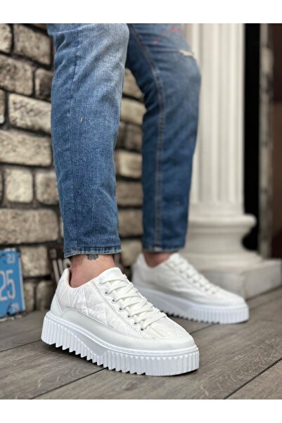 BOA BA0801 BOA Beyaz Yüksek Taban Erkek Spor Ayakkabı