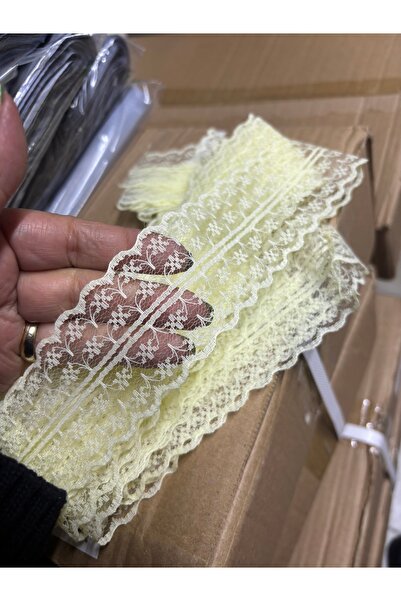 Deniz Party Store Κορδέλα δαντέλας Guipure κρέμα 4 εκ. Διπλής όψης Διπλή δαντέλα Guipure 5 μέτρα