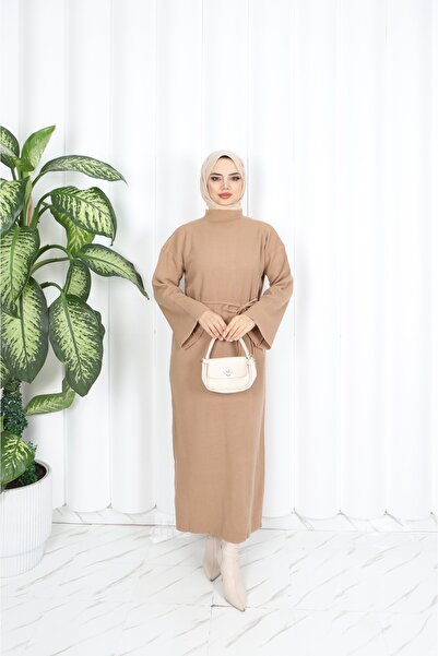 NİSUM MODA Spanish Knitted Strick Dress with Belt