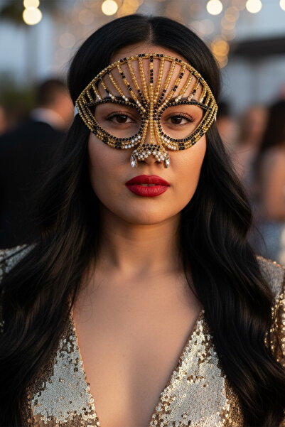 TAKIŞTIR Karışık Renk Taşlı Parti Maskesi