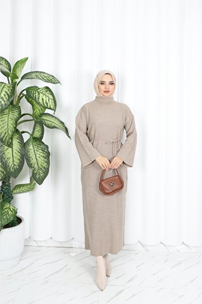 NİSUM MODA Spanish Knitted Strick Dress with Belt