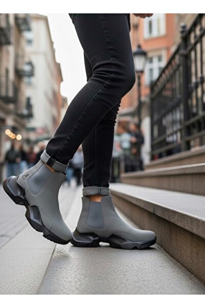 EBRUS TREND Et0444 Laceless Comfortable High Sole Smoked Men's Sports Half Ankle Boots