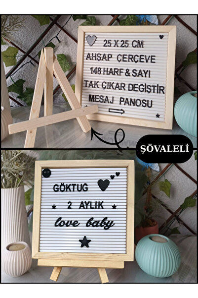 fikirstore Ahşap Şövaleli Ahşap Çerçeveli Özelleştirilebilir Mesaj Panosu Yaz...