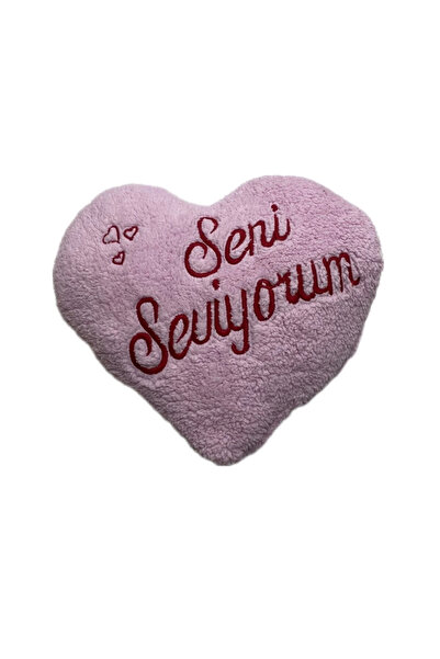 Özcan Tasarım وسادة قلب قطيفة - وسادة أحبك