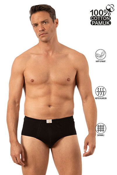 Kompedan Erkek Pamuklu Süprem Slip Külot 3'lü Paket – Rahat & Dayanıklı | Siyah K0037