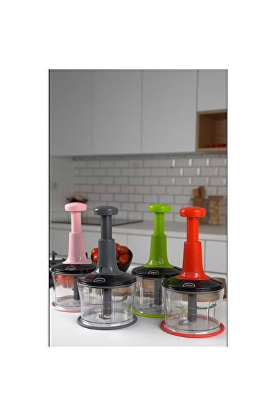 YAKUT Mixed Color Steel 3 Blades Practical Push Hand Rondo - Manual Chopper - Gray