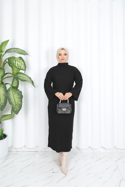 NİSUM MODA Spanish Knitted Strick Dress with Belt