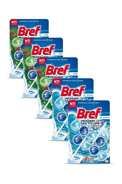 Bref Wc Power Aktiv Duopack Katı Tuvalet Bloğu 3 Çam 2 Okyanus, 5 X 2'li Paket