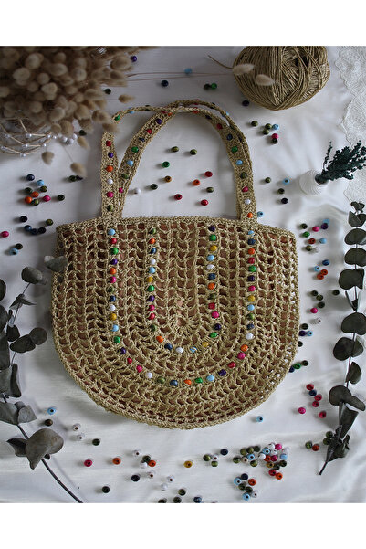 livadesign7 Handmade Paper String Lined Small Daily Handbag / Bohemian Style