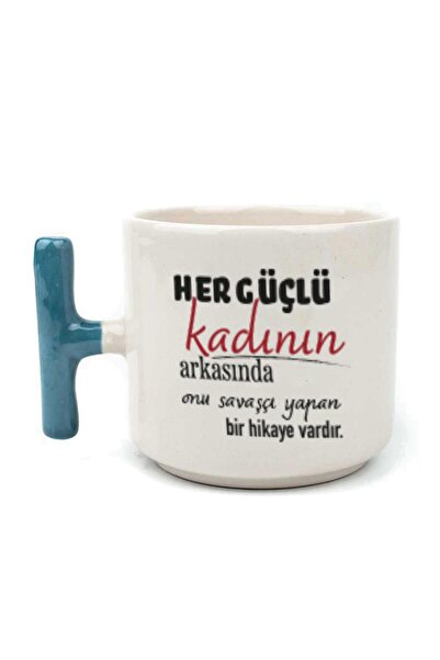 Kırtasiye Ofisi Her Güçlü Kadının Arkasında Baskılı Kadınlar Günü Mavi Kulplu...