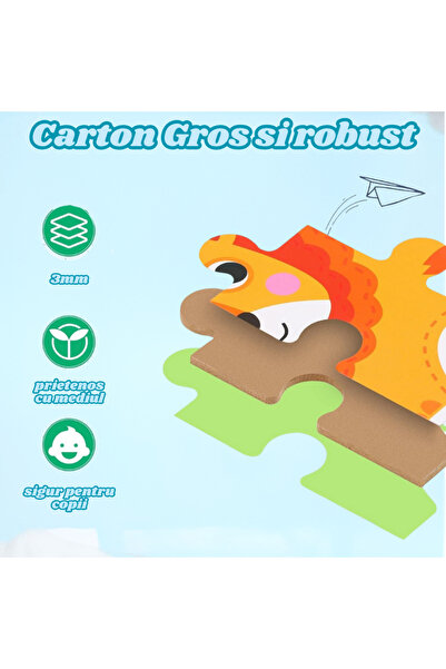 OEM Set of 6 Safari Animal Puzzles, Thick 3mm Cardboard, Large Pieces, Educational Toy 1-4 yrs