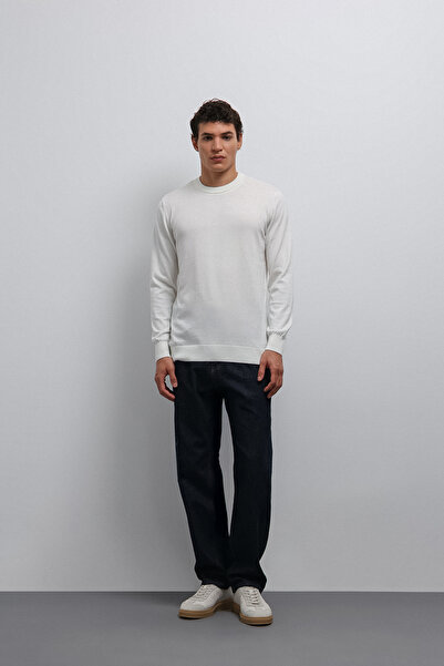 Antioch Ecru Soft Textured Basic Men's Sweater