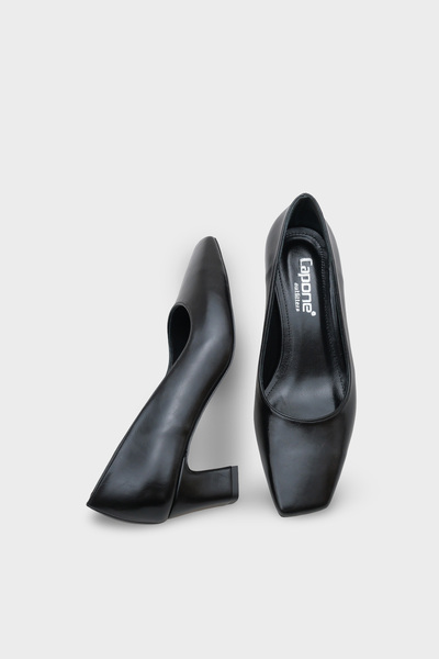 Capone Outfitters Janie Orta Boy Topuklu Küt Burunlu Astar Orijinal Deri Kadın Ayakkabı