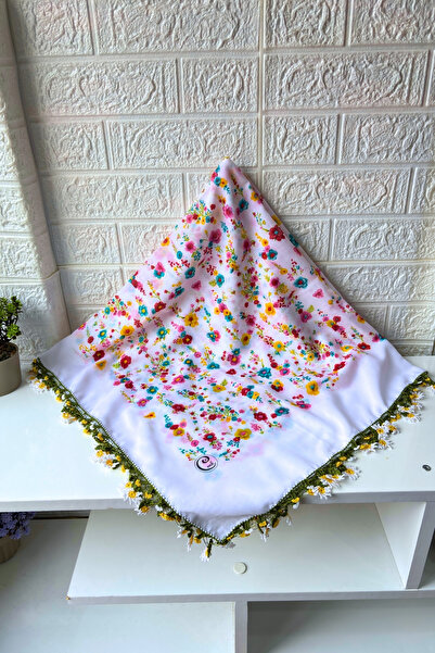 Cenk Χειροποίητο Κασκόλ Κεντημένο με Λουλούδια Τυρόπανο Δώρο Προίκαλο