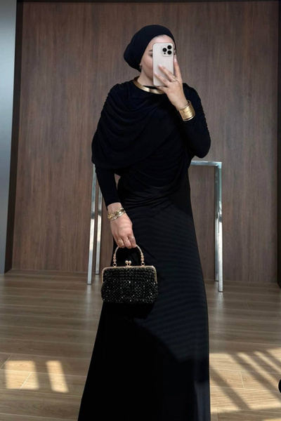 Love Fab Cape Collar Fish Model Hijab Evening Dress