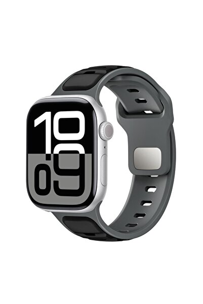 AktarMobile Apple Watch 10 / 11 46 mm uyumlu Silikon Kordon Çift Renkli Premi...