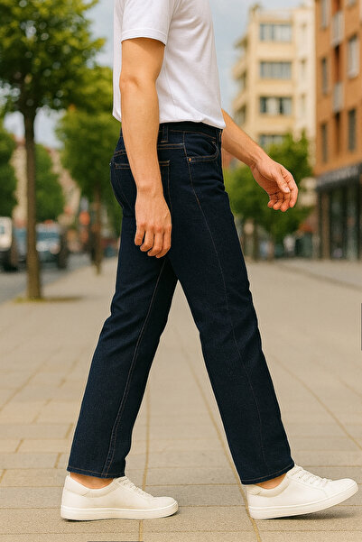 CEDY DENIM Ανδρικό τζιν ψηλόμεσο ελαστικό ακατέργαστο μπλε - κανονική εφαρμογή Jean Martin C336