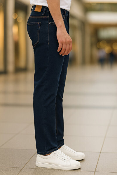 CEDY DENIM Ανδρικό τζιν ψηλόμεσο ελαστικό ακατέργαστο μπλε - κανονική εφαρμογή Jean Martin C336