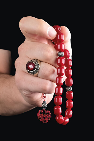 TESBİHCİBABA Vişne Rengi Kazaz Maskot Sıkma Kehribar Tesbih