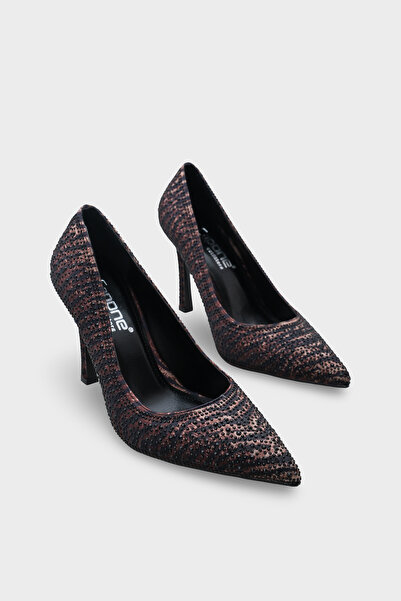 Capone Outfitters Нели камъни-Studded Mid-Heel сатен вечер Stiletto