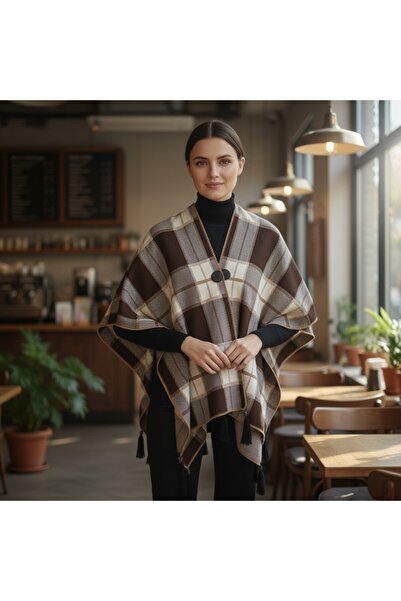 Onur Poncho - Πλεκτά υφασμάτινα πλεκτά Hijab Poncho Winter with Buttons Keep Warm Κατάστημα μόδας ποιότητας εξωτερικών ενδυμάτων